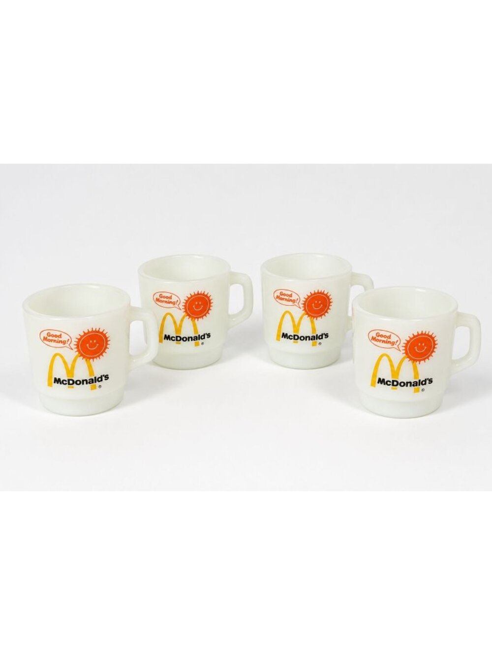 Mug Set 4 Fire King McDonalds Mug Good Morning Coffee Cup Anchor Hocking Milk Gl